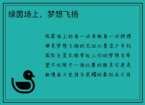 绿茵场上，梦想飞扬