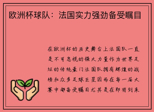 欧洲杯球队：法国实力强劲备受瞩目