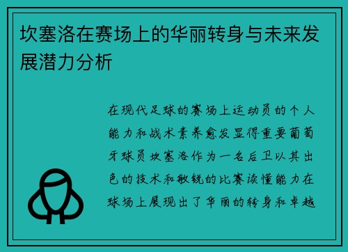 坎塞洛在赛场上的华丽转身与未来发展潜力分析